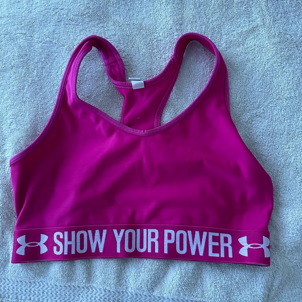 Pink under armour sports bra